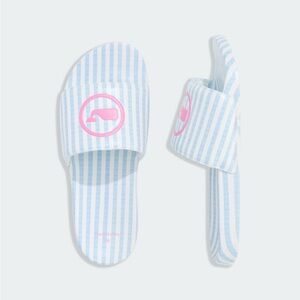 Vineyard Vines Girls Whale Logo Slide Sandals Blue White Stripe Size 1/2 NWT